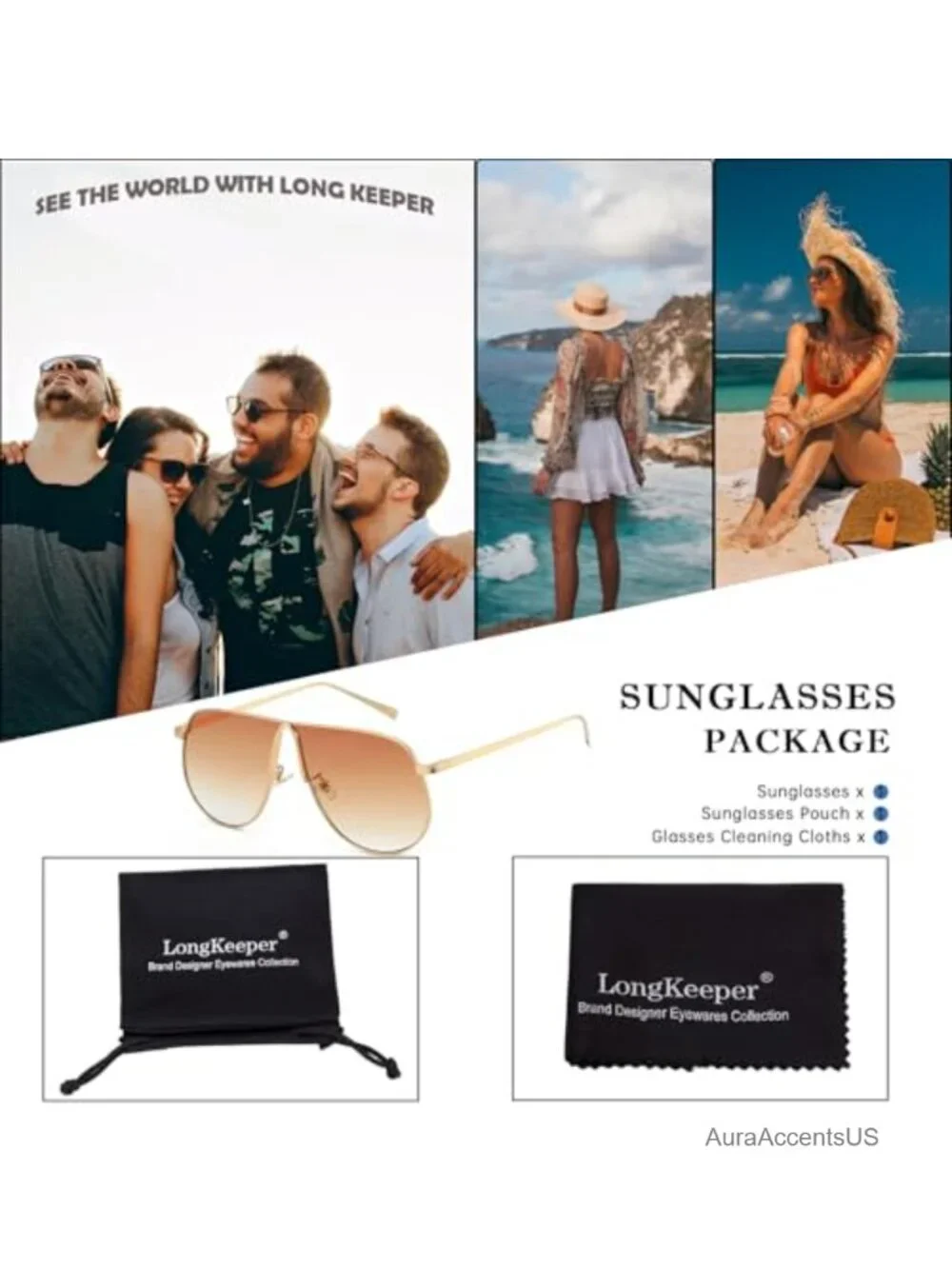 Oversized Aviator Sunglasses Gold Metal UV400 Pilot